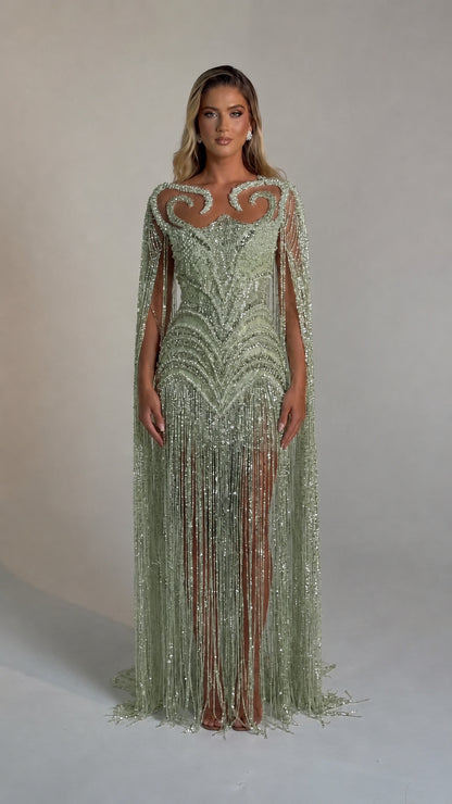 Front view of the sage green color variant